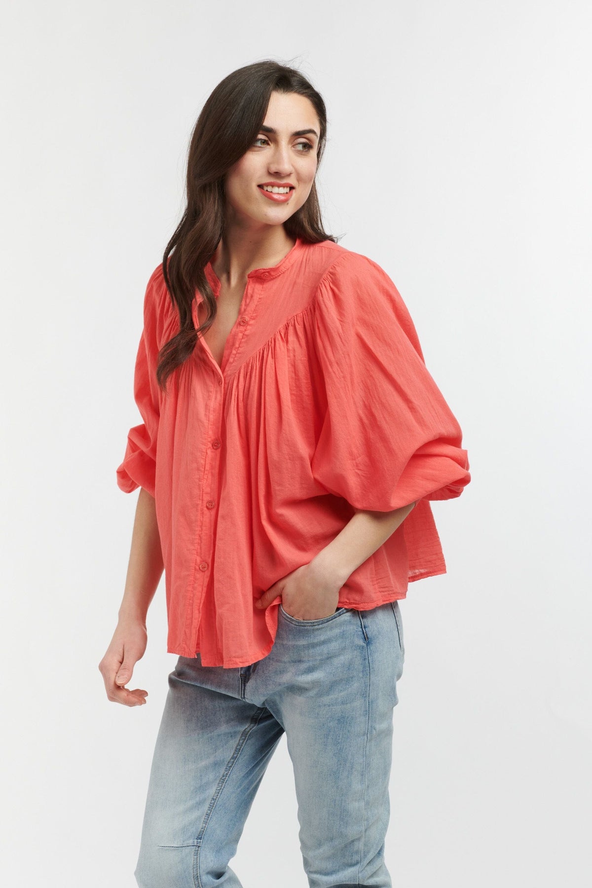 ITALIAN STAR Sybil Blouse - Corallo Shirts & Blouses - Zabecca Living