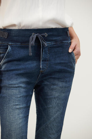 ITALIAN STAR Tie Waist Denim Jogger Jeans - Zabecca Living