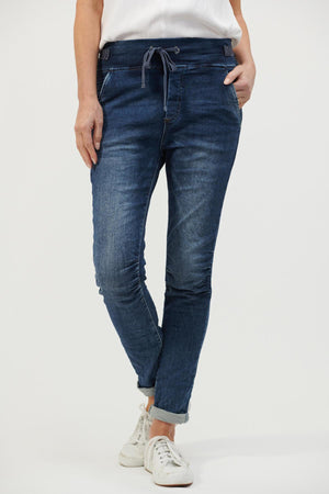 ITALIAN STAR Tie Waist Denim Jogger Jeans - Zabecca Living