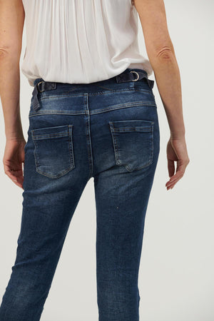 ITALIAN STAR Tie Waist Denim Jogger Jeans - Zabecca Living