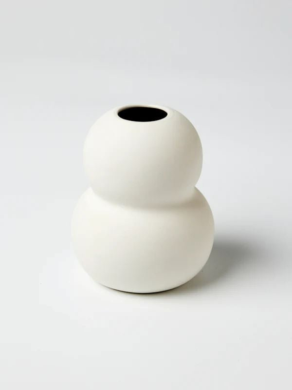 JONES & CO Happy Vase Double - Pure White VASE - Zabecca Living