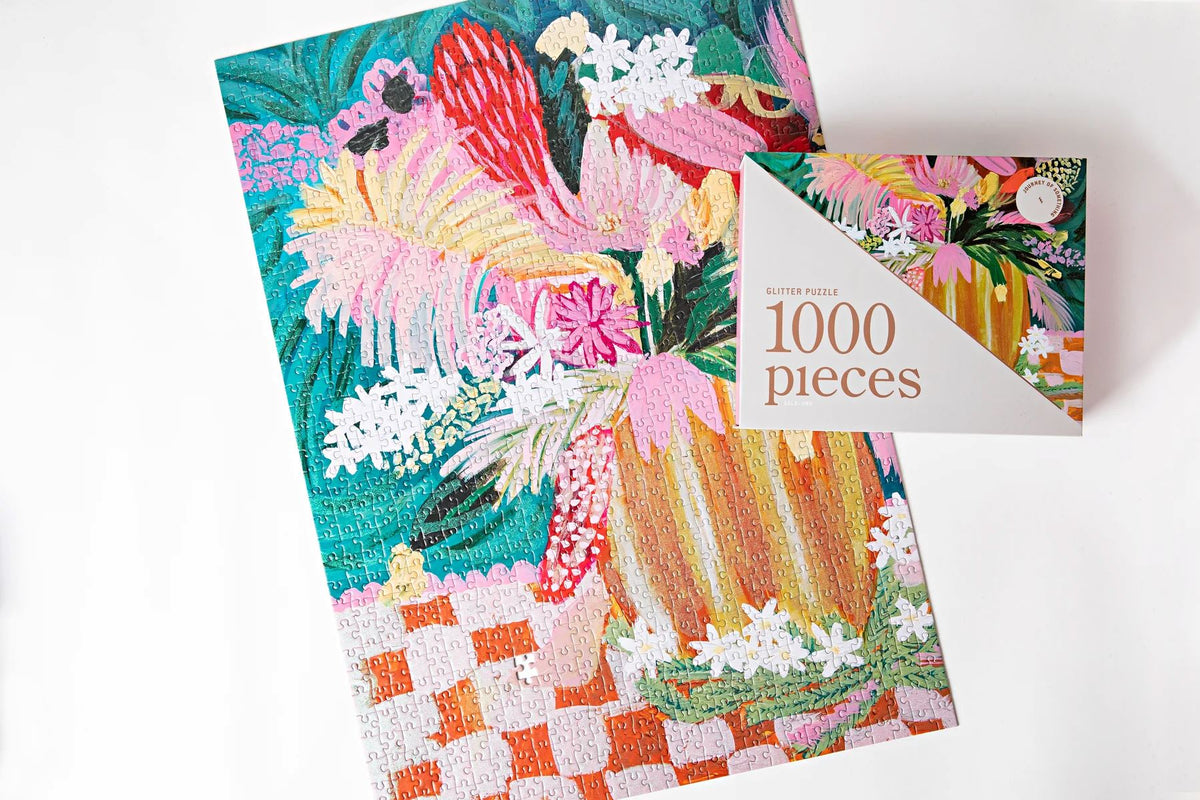 JOURNEY OF SOMETHING 1000 Piece Glitter Puzzle - Gold Urn Puzzle - Zabecca Living