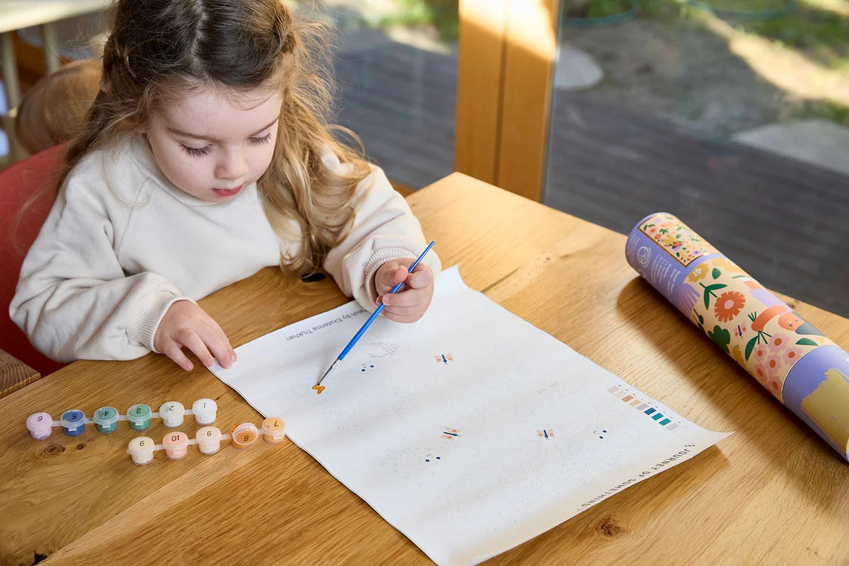 JOURNEY OF SOMETHING Kids Paint By Numbers Kit - Flower Patch GAME - Zabecca Living