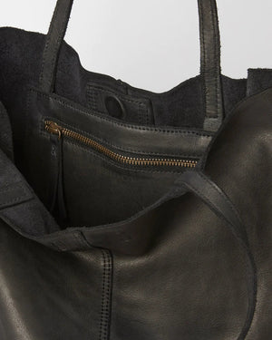 JUJU & CO Baby Unlined Leather Tote - Black bag - Zabecca Living