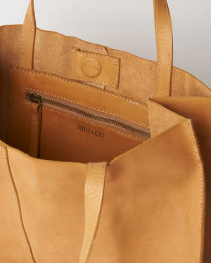 JUJU & CO Baby Unlined Leather Tote - Tan bag - Zabecca Living