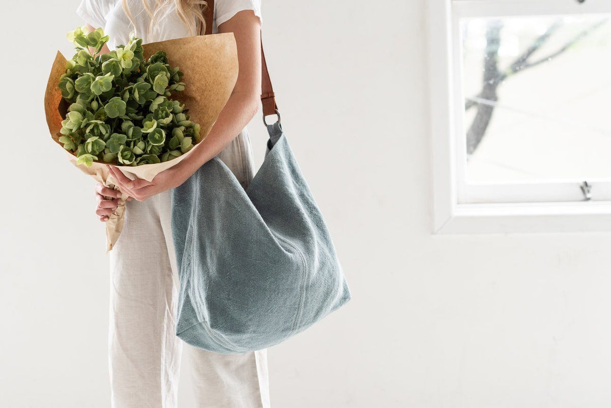 JUJU & CO Beach Jute Slouchy - French Blue bag - Zabecca Living