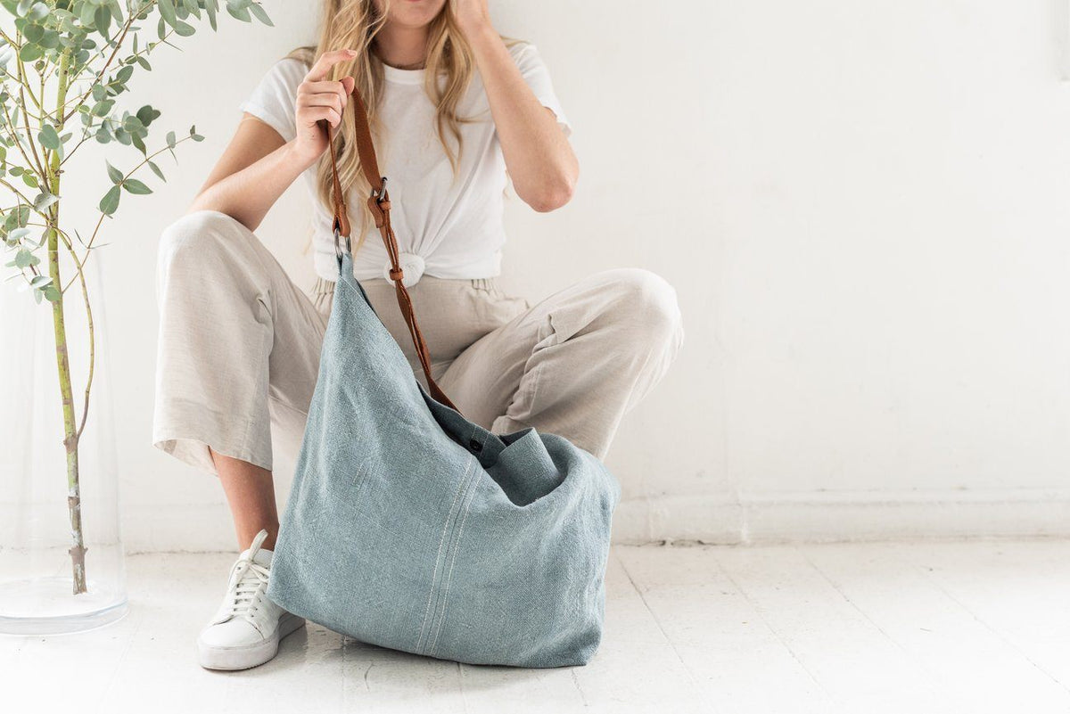 JUJU & CO Beach Jute Slouchy - French Blue bag - Zabecca Living