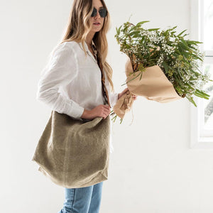 JUJU & CO Beach Jute Slouchy - Khaki bag - Zabecca Living