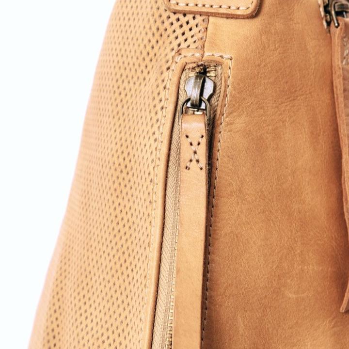 JUJU & CO Perforated Leather Slouchy - Natural Leather bag - Zabecca Living