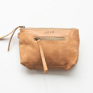 JUJU & CO Small Leather Essential Pouch - Natural Leather bag - Zabecca Living