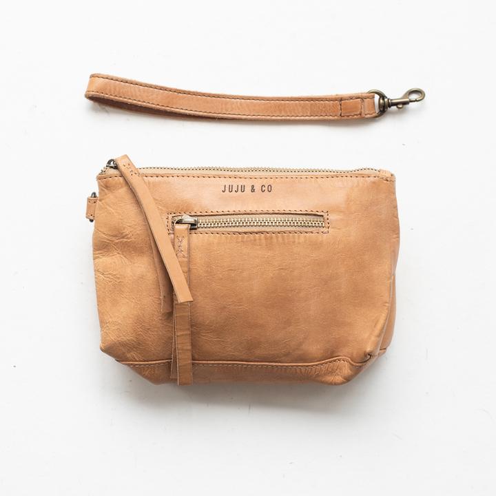 JUJU & CO Small Leather Essential Pouch - Natural Leather bag - Zabecca Living
