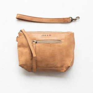 JUJU & CO Small Leather Essential Pouch - Natural Leather bag - Zabecca Living