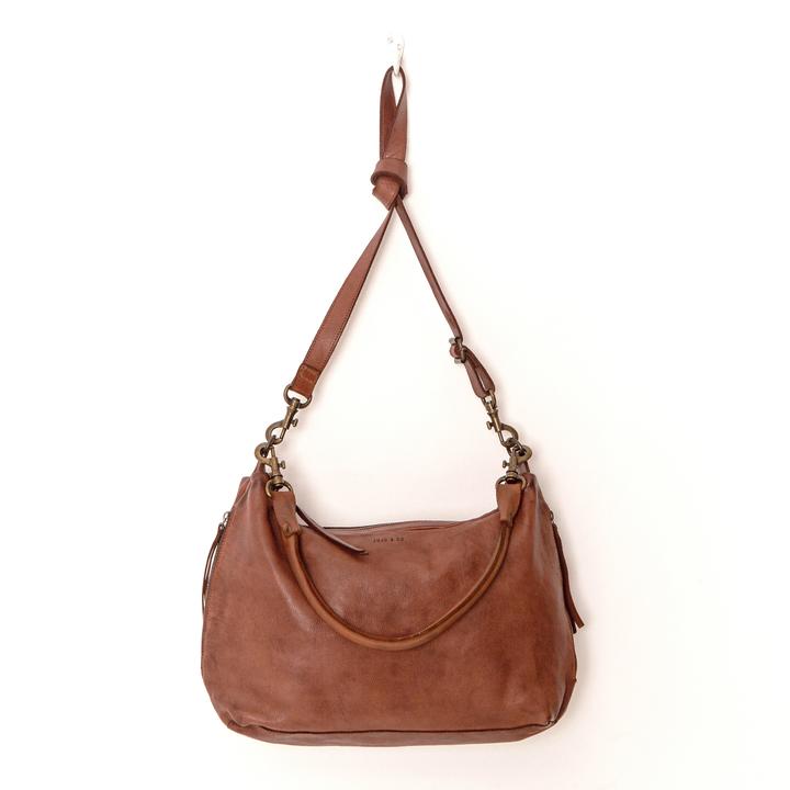 JUJU & CO Small Leather Slouchy - Cognac bag - Zabecca Living