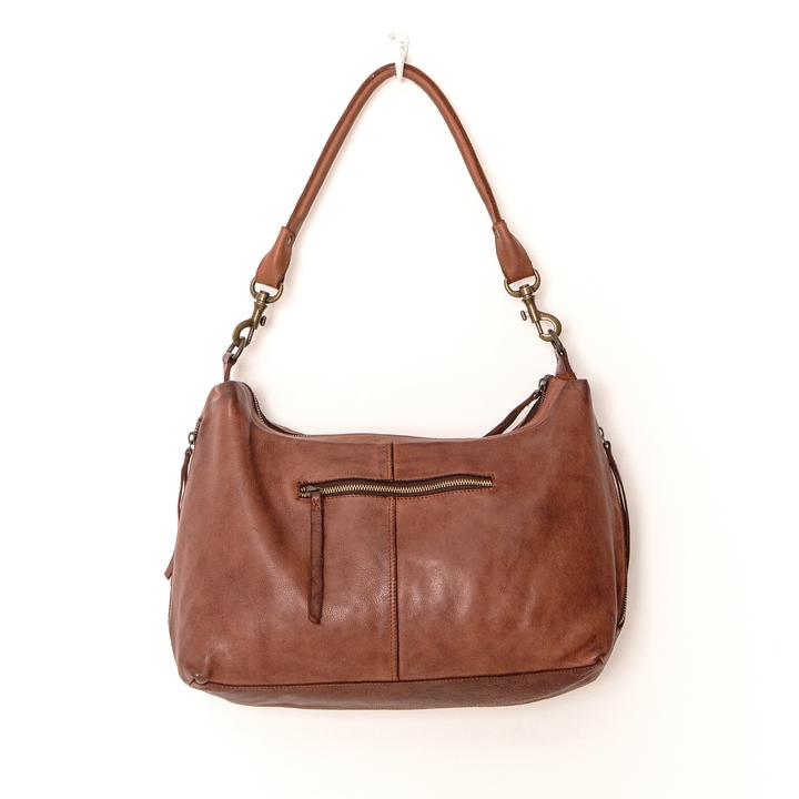 JUJU & CO Small Leather Slouchy - Cognac bag - Zabecca Living