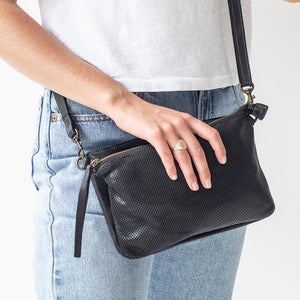 JUJU & CO Small Perforated Shoulder Bag - Black bag - Zabecca Living