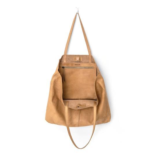 JUJU & CO Unlined Leather Tote Natural bag - Zabecca Living