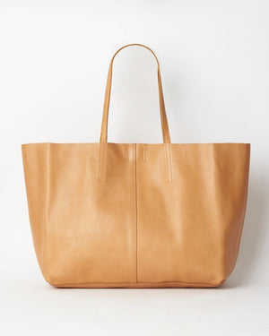 JUJU & CO Unlined Leather Tote - Tan bag - Zabecca Living