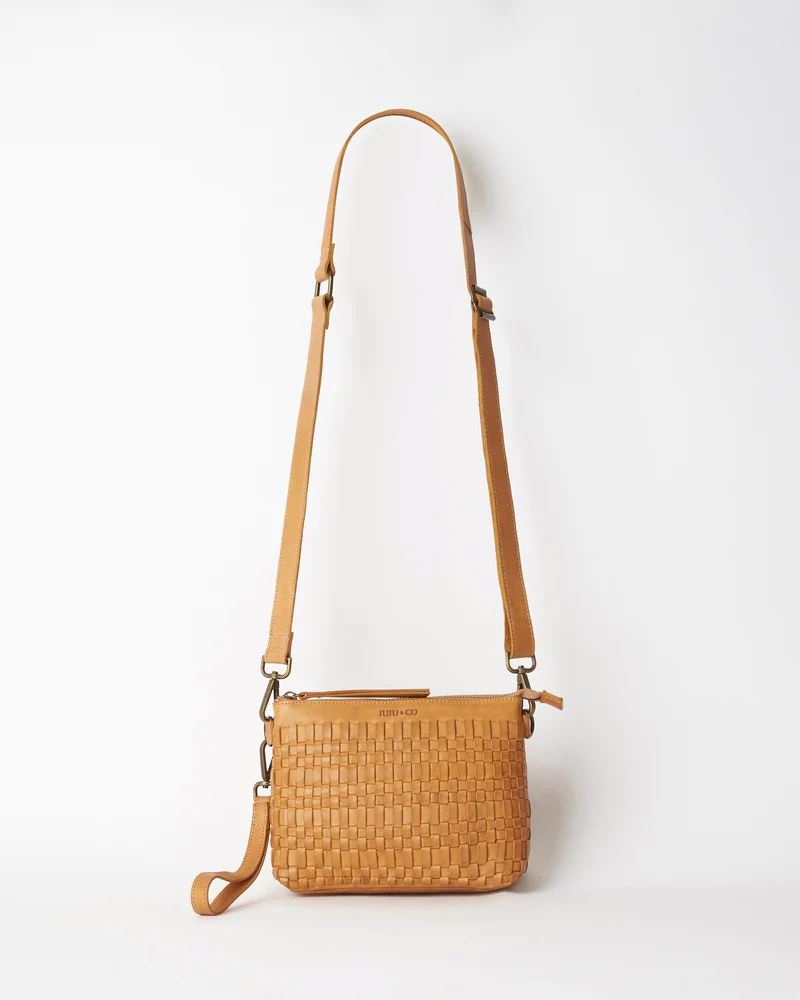 JUJU & CO Woven Pouch Bag - Tan bag - Zabecca Living