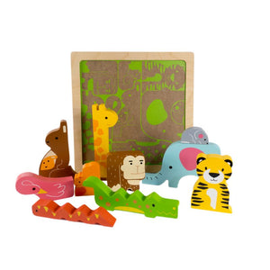 KIDDIE CONNECT Wild Animal Chunky Puzzle TODDLER (1-3 Yrs) - Zabecca Living
