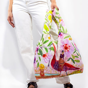 KIND BAG Reusable Bag - Medium Roeqiya Fris Red Bird SHOPPING BAG - Zabecca Living