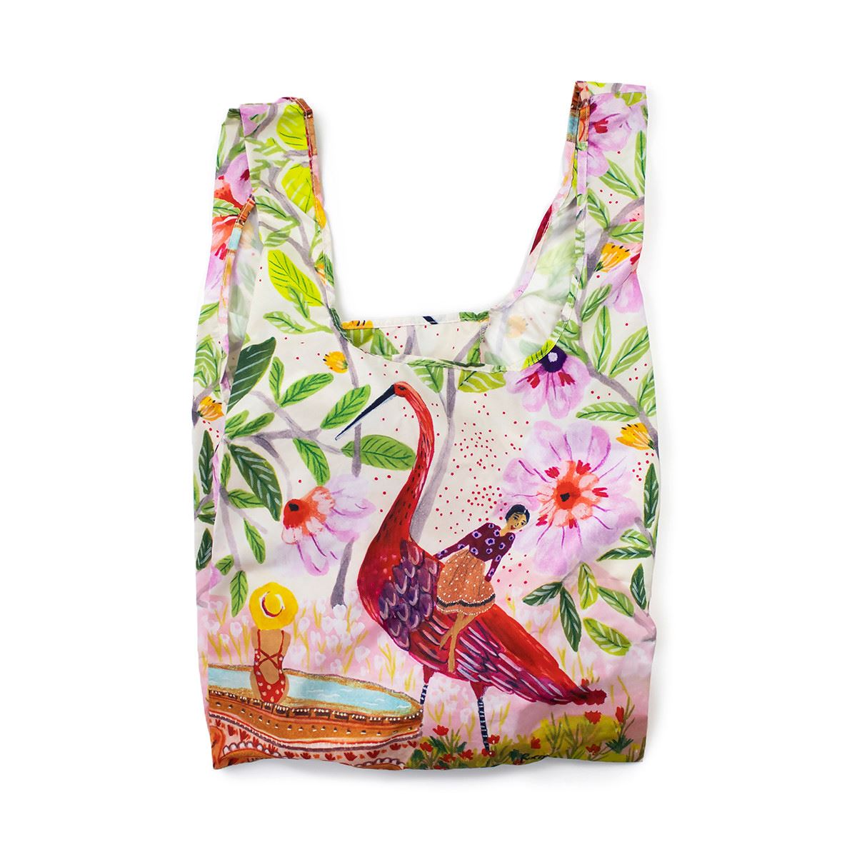 KIND BAG Reusable Bag - Medium Roeqiya Fris Red Bird SHOPPING BAG - Zabecca Living