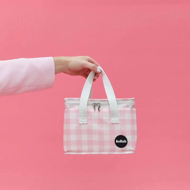 KOLLAB Holiday Lunch Box - Candy Pink Check LUNCH BOX - Zabecca Living
