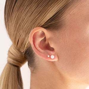 LINDA TAHIJA 3mm Freshwater Pearl Stud Earrings - Sterling Silver Earrings - Zabecca Living