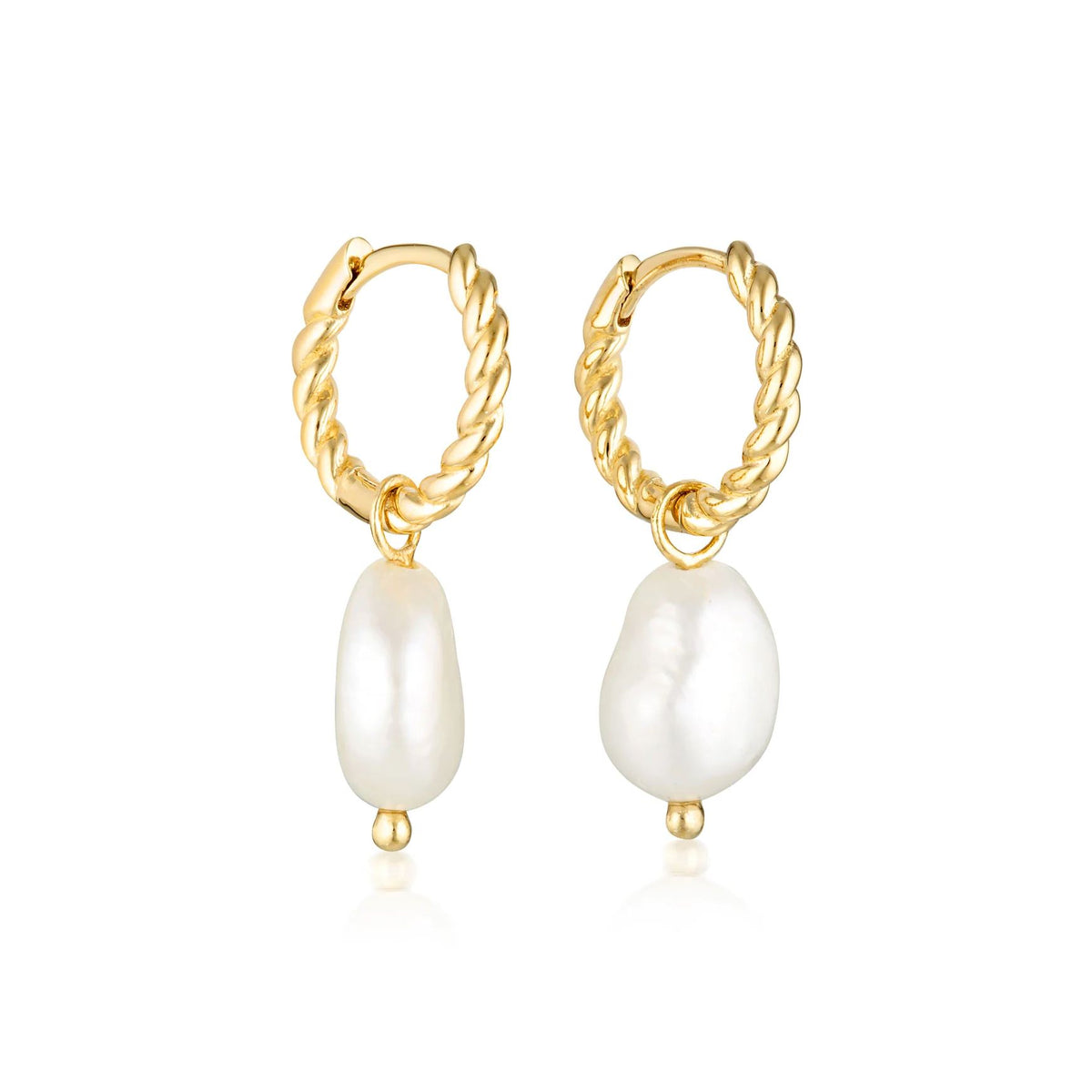 LINDA TAHIJA Baroque Pearl Rope Huggie Earrings - Gold Plated Earrings - Zabecca Living