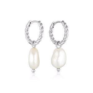 LINDA TAHIJA Baroque Pearl Rope Huggie Earrings - Sterling Silver Earrings - Zabecca Living