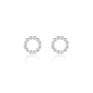 LINDA TAHIJA Beaded Circle Stud Earrings - Sterling Silver Earrings - Zabecca Living