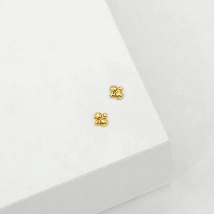 LINDA TAHIJA Cluster Stud Earrings - Gold Plated Earrings - Zabecca Living
