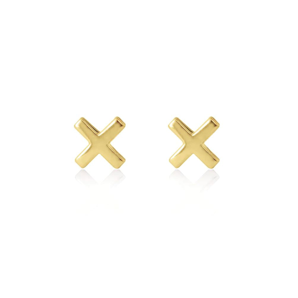 LINDA TAHIJA Cross Stud Earrings - Gold Plated Earrings - Zabecca Living