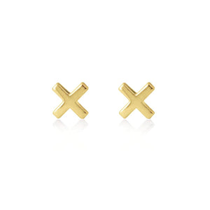 LINDA TAHIJA Cross Stud Earrings - Gold Plated Earrings - Zabecca Living