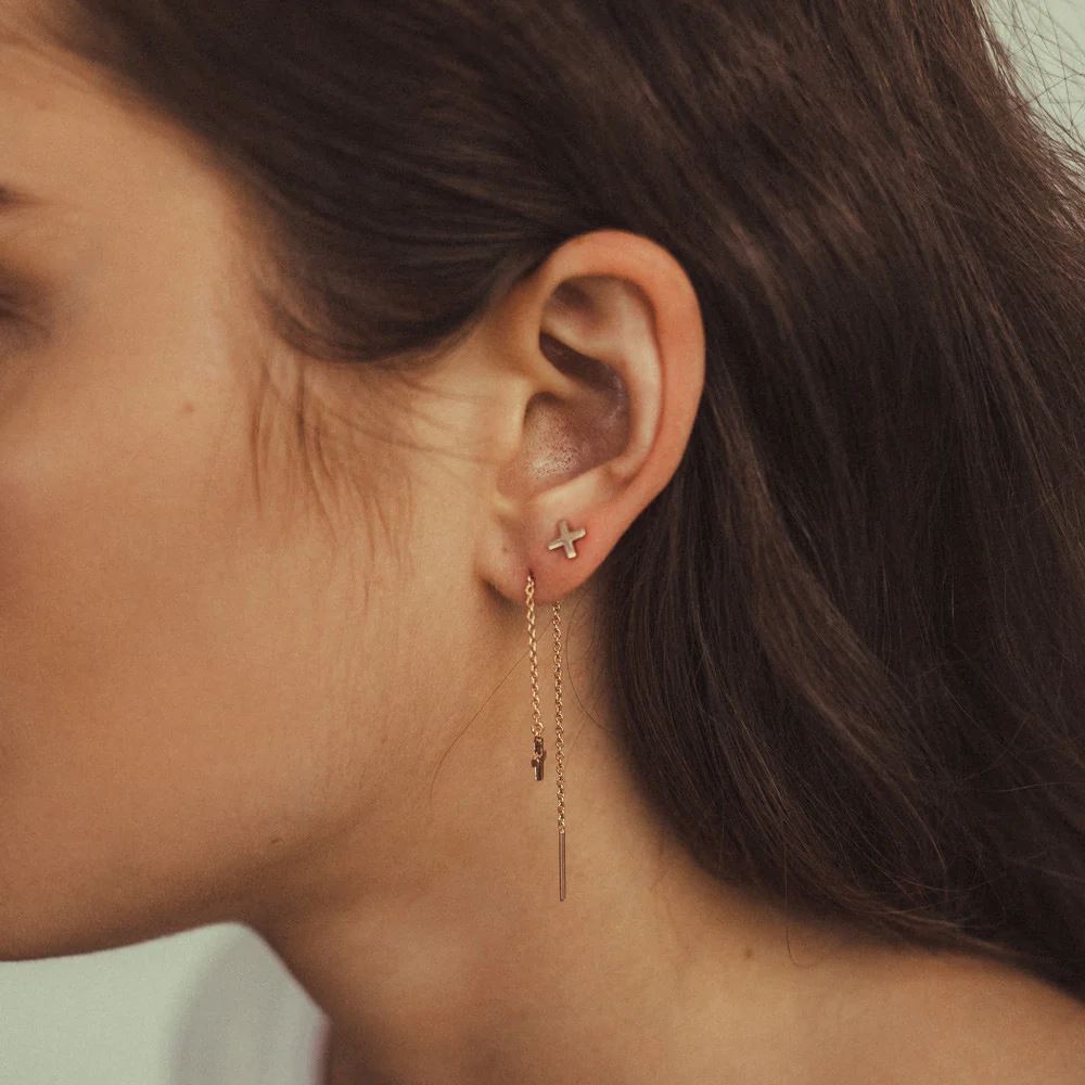 LINDA TAHIJA Cross Stud Earrings - Gold Plated Earrings - Zabecca Living