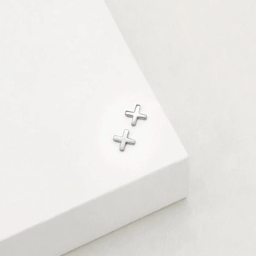 LINDA TAHIJA Cross Stud Earrings - Sterling Silver Earrings - Zabecca Living