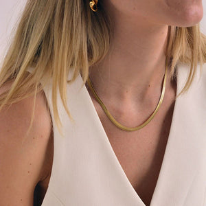 LINDA TAHIJA Herringbone Chain Necklace - Gold Plated Necklace - Zabecca Living