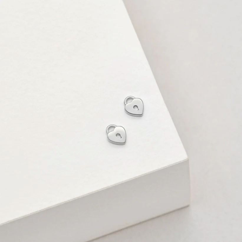 LINDA TAHIJA Love Lock Stud Earrings - Sterling Silver Earrings - Zabecca Living