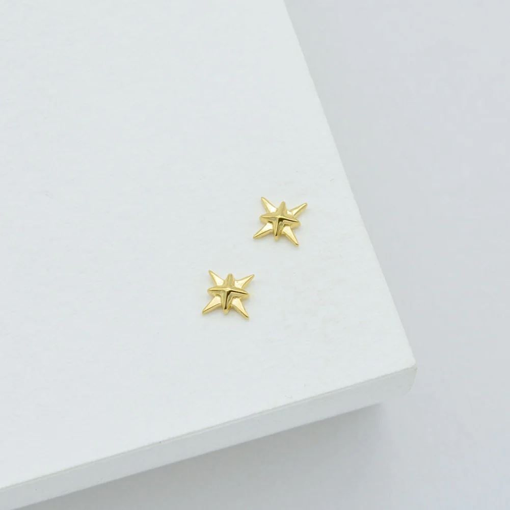 LINDA TAHIJA North Star Stud Earrings - Gold Plated Earrings - Zabecca Living