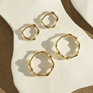 LINDA TAHIJA Organica Mini Huggie Earrings - Gold Plated Earrings - Zabecca Living