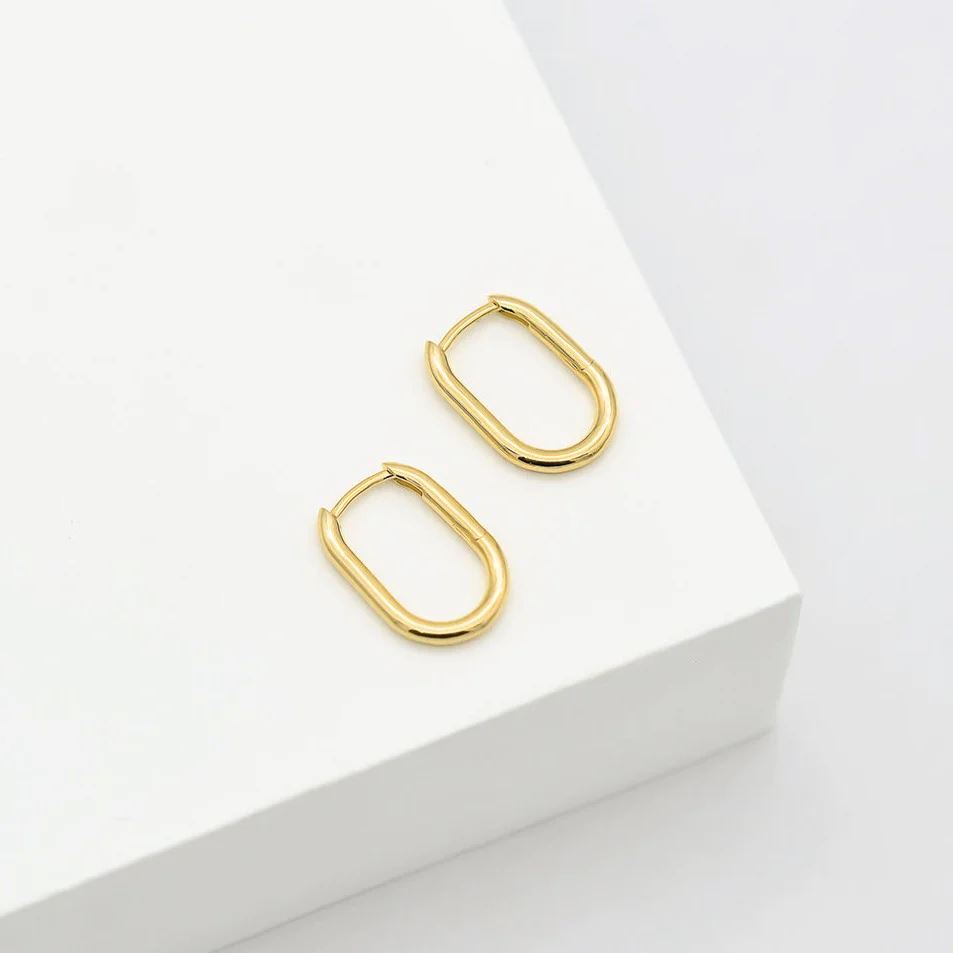 LINDA TAHIJA Oval Hoop Earrings - Gold Plated Earrings - Zabecca Living