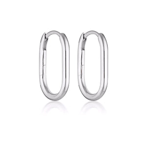 LINDA TAHIJA Oval Hoop Earrings - Sterling Silver Earrings - Zabecca Living
