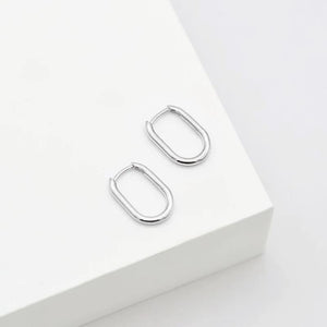 LINDA TAHIJA Oval Hoop Earrings - Sterling Silver Earrings - Zabecca Living