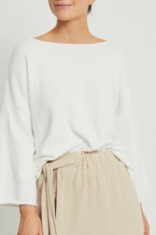 LITTLE LIES Anna Knit - White Jumpers + Knitwear - Zabecca Living