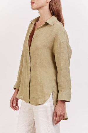 LITTLE LIES Boyfriend Shirt - Pistachio Shirts & Blouses - Zabecca Living