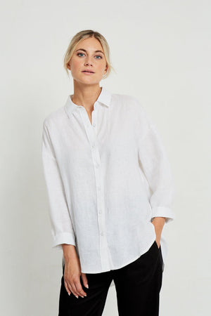 LITTLE LIES Boyfriend Shirt - White Shirts & Blouses - Zabecca Living