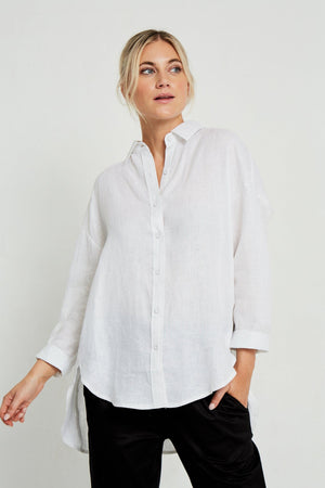 LITTLE LIES Boyfriend Shirt - White Shirts & Blouses - Zabecca Living