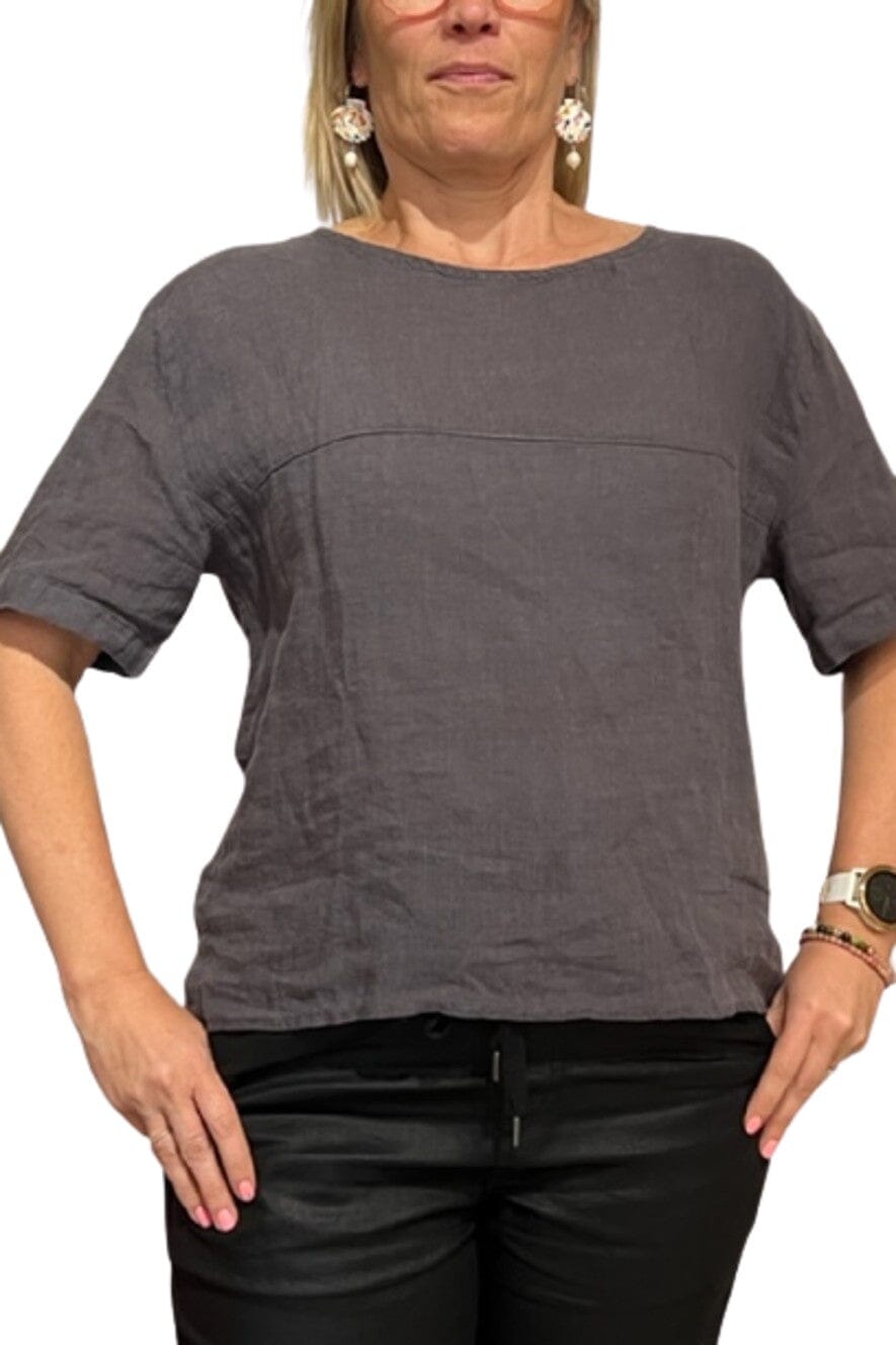 LITTLE LIES Button Back Top - Grey Shirts & Blouses - Zabecca Living