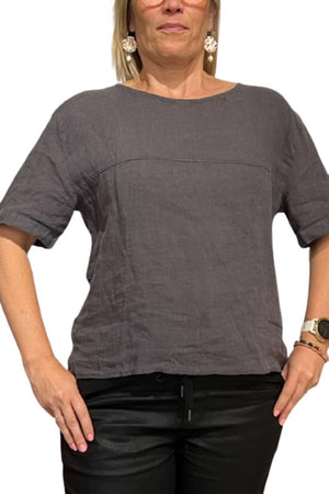LITTLE LIES Button Back Top - Grey Shirts & Blouses - Zabecca Living