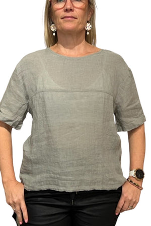 LITTLE LIES Button Back Top - Khaki Shirts & Blouses - Zabecca Living