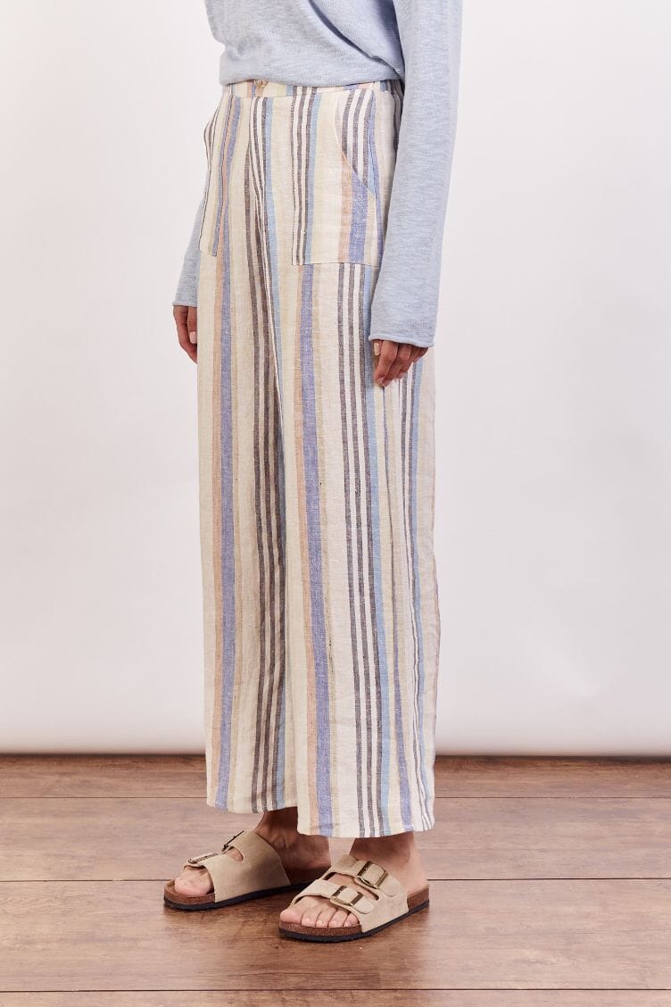 LITTLE LIES Emily Stripe Pant - Ivory Blue PANTS - Zabecca Living